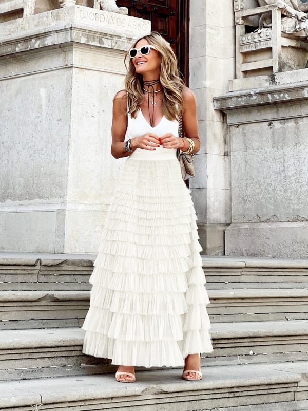 Multi-layer Mesh Cake Swing Skirt