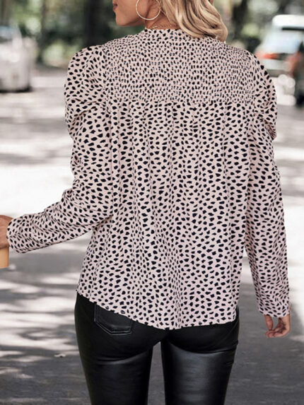 Latest Round Neck Leopard Print Long Sleeve Shirt