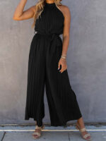 Pleated Off-Shoulder Halter Neck Women’s Jumpsuit