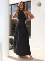 Chic Off-Shoulder Halterneck Strappy Backless Maxi Dress