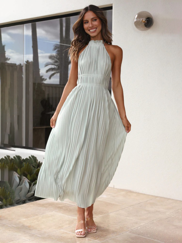 Chic Off-Shoulder Halterneck Strappy Backless Maxi Dress