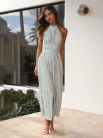 Chic Off-Shoulder Halterneck Strappy Backless Maxi Dress