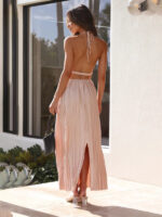 Chic Off-Shoulder Halterneck Strappy Backless Maxi Dress