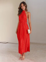 Chic Off-Shoulder Halterneck Strappy Backless Maxi Dress