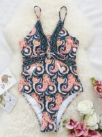 Sleeveless Retro Printed One-Piece Swimsuit with Sexy Design