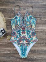 Sleeveless Retro Printed One-Piece Swimsuit with Sexy Design