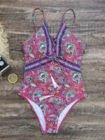 Sleeveless Retro Printed One-Piece Swimsuit with Sexy Design