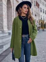 Round Neck Single-Breasted Long Sleeve Coat