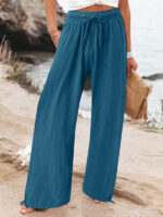 Versatile Elastic Wide Leg Trousers