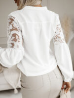 Stylish Solid Color Lace Patchwork Shirt