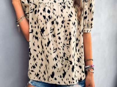 Casual Printed Short-Sleeve Pullover Top