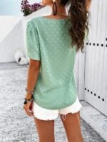 Solid Color V-Neck Ruffle Sleeve Top