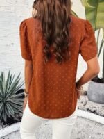 Solid Color V-Neck Ruffle Sleeve Top