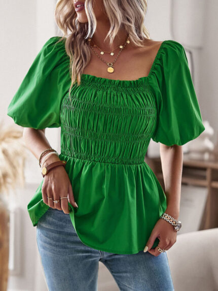 French Square Neck Waist Top
