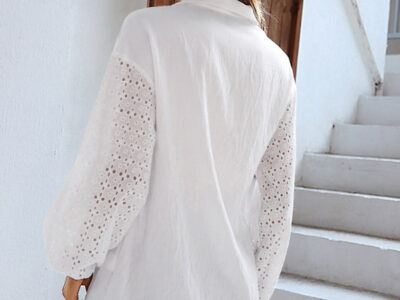 Lace Sleeve Solid Color Shirt