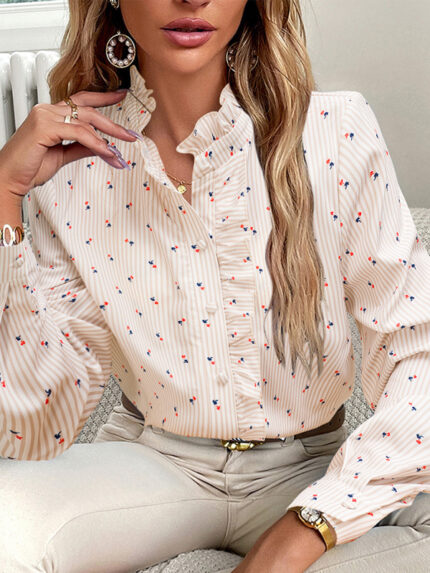 Striped Long-Sleeved Blouse