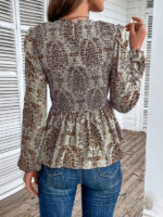 Elegant Slim Long Sleeve Print Top