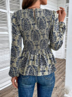 Elegant Slim Long Sleeve Print Top