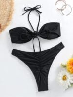 Elegance in Knots- Halterneck String Bikini with Feminine Details