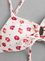 Floral Print Split Swimsuit with Pink Flowers