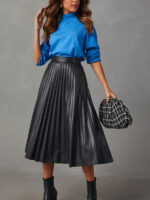 A-Line Skirt with Waist and Drapey Large Pleated Design