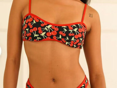 Cherry Print Bandeau Bikini