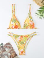 Floral Print Double Strap Bikini Swimsuit for Women