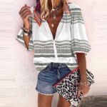 Casual Striped Printed Shirt Tops Clothing