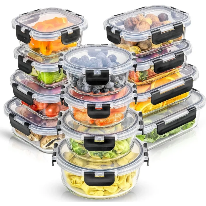 24-Piece Glass Storage Containers with Lids – Leak Proof and Dishwasher Safe, Ideal for Meal Prep and Food Storage