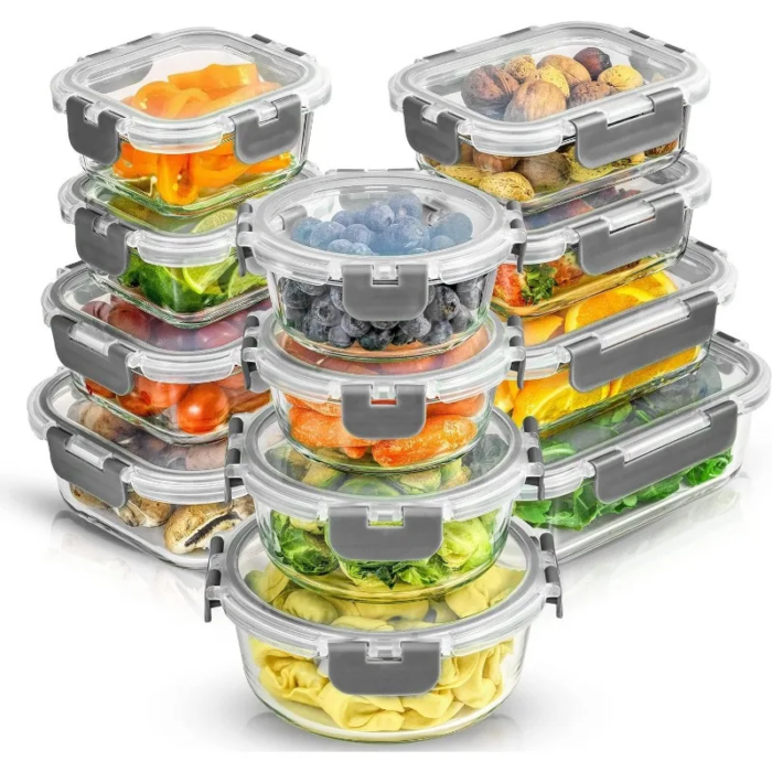 24-Piece Glass Storage Containers with Lids – Leak Proof and Dishwasher Safe, Ideal for Meal Prep and Food Storage