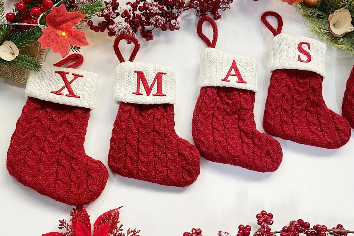 Christmas Alphabet Knitting Socks – Tree Ornaments & Home Decorations for Noel, New Year, & Xmas Gifts