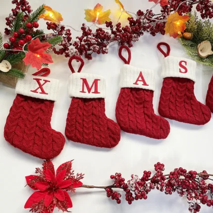 Christmas Alphabet Knitting Socks – Tree Ornaments & Home Decorations for Noel, New Year, & Xmas Gifts