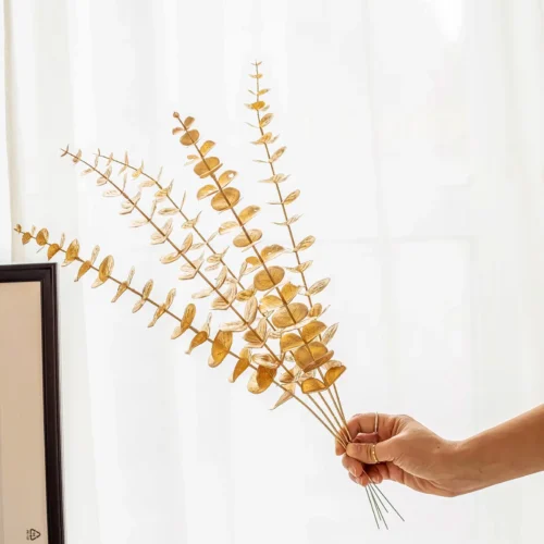 10pcs Decorative Artificial Golden Flowers – Wedding Decoration, Flower Arrangement for Living Room Decor
