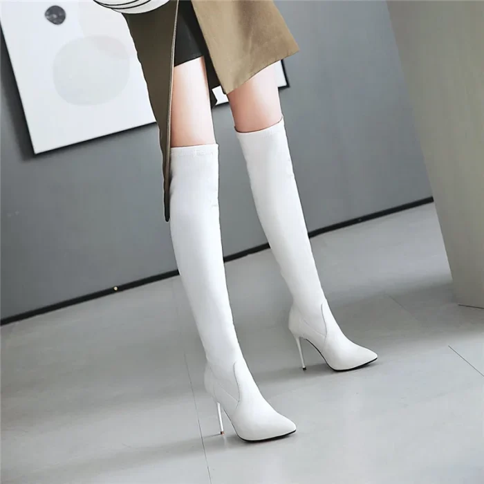 New Arrival Over The Knee Boots for Women - PU Stiletto High Heels, Party Prom Shoes, Sexy Slim Stretch Boots