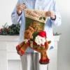 Santa Claus Snowman Riding Deer Christmas Stockings – Creative Fireplace Decor, Kids Gift Bags, Candy Holder