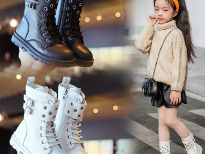 Kids Snow Boots for Girls - Non-Slip Splash Prevention Warm Boots, PU Leather Fashion Princess Casual Shoes Snow Booties