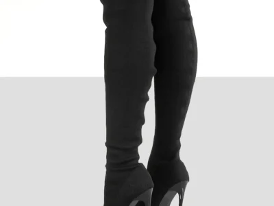 Women’s Over-The-Knee High Heel Boots – Stretch Fabric, Slip-On Pointed Toe Long Boots