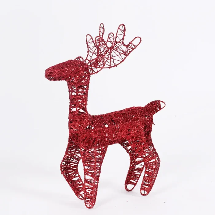 Christmas Reindeer Metal Wrought Iron 3D Garden Patio Decoration – Illuminated Family of Three