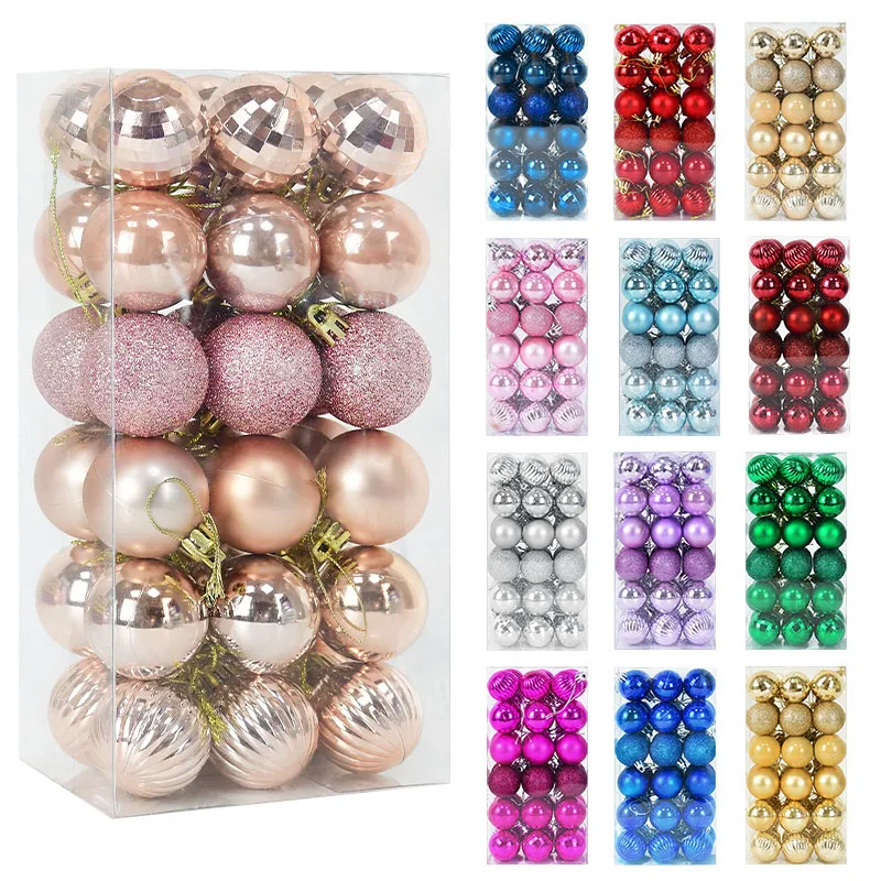 1 Box Christmas Balls & Tree Ornaments - Xmas Hanging Pendants for Home Party Decor | New Year Noel Navidad Gifts