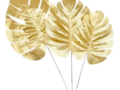 5Pcs Artificial Gold Turtle Back & Palm Leaves - DIY Wedding, Christmas, and Party Decor for Home