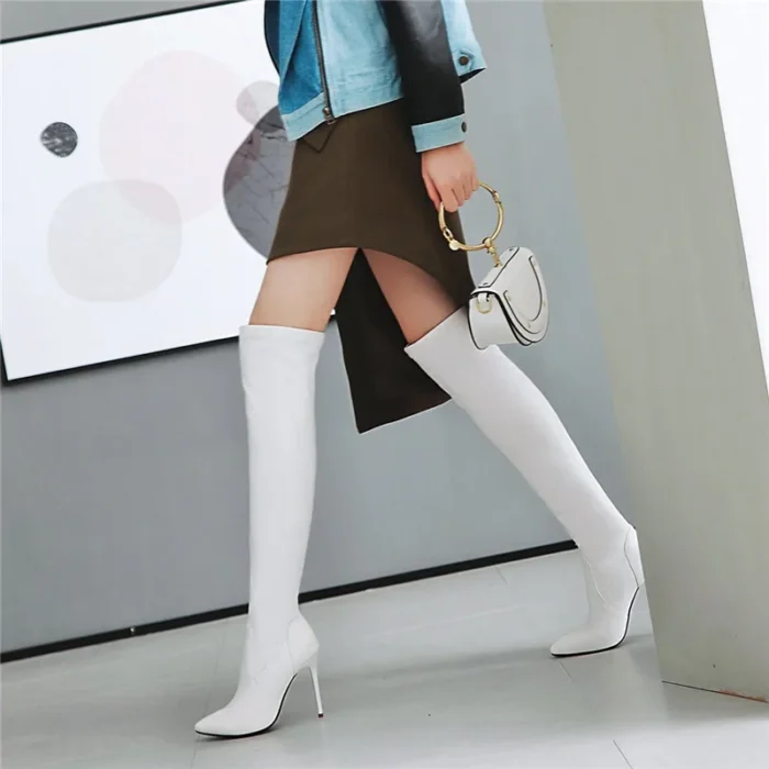 New Arrival Over The Knee Boots for Women - PU Stiletto High Heels, Party Prom Shoes, Sexy Slim Stretch Boots