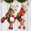 Santa Claus Snowman Riding Deer Christmas Stockings – Creative Fireplace Decor, Kids Gift Bags, Candy Holder