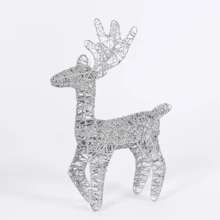 Christmas Reindeer Metal Wrought Iron 3D Garden Patio Decoration – Illuminated Family of Three