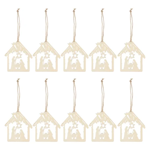 20pcs Jesus-Styled Wooden Pendants – Christmas Tree Ornaments, Home Festival Gift, Religious, Child, & Light House Decorations