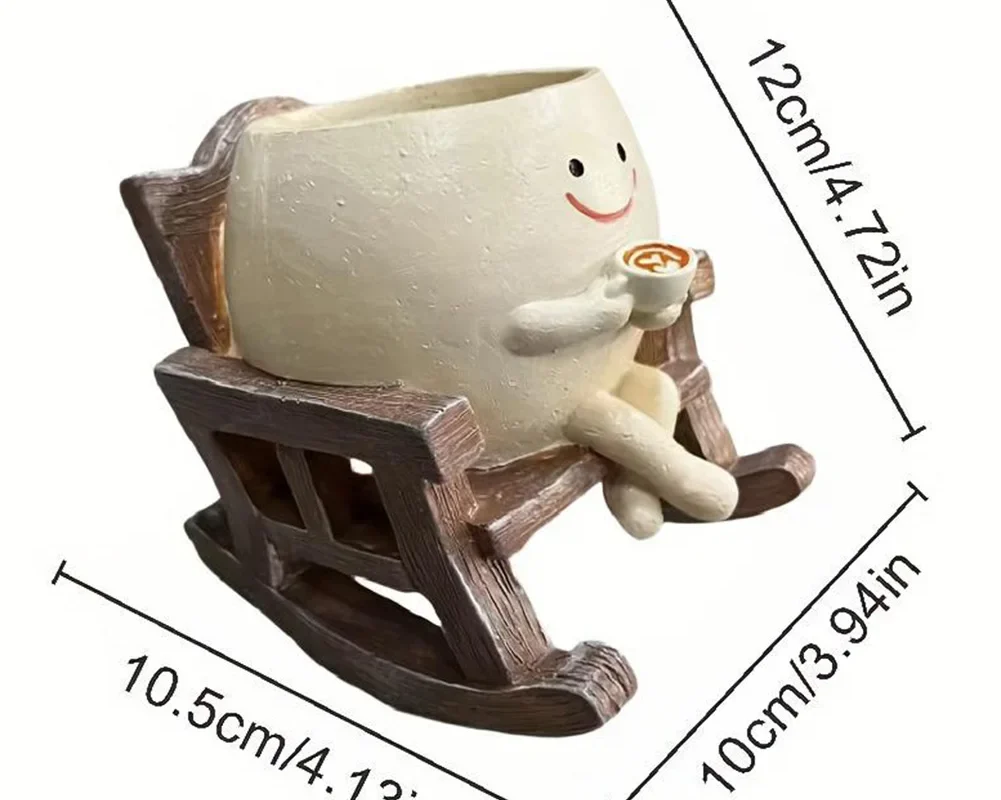 Smile Face Planter - Resin Hanging Chair/Swing Head Planters, Creative Rocking Succulent Pot for Home and Garden Flower Container