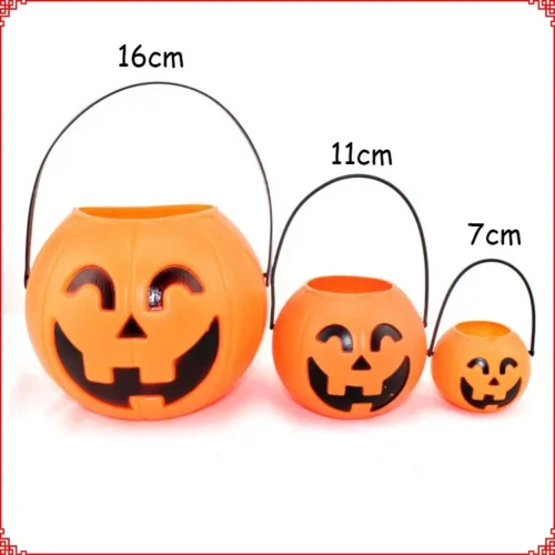 Handheld Pumpkin Bucket – Halloween Ghost Festival Decoration, Smiling Triangle Eyes Candy Can for KTV & Bar Props - Image 2