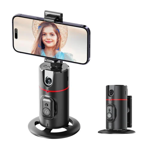 360 Degree Tracking Phone Holder, Foldable Stand with 360° Surround Shooting