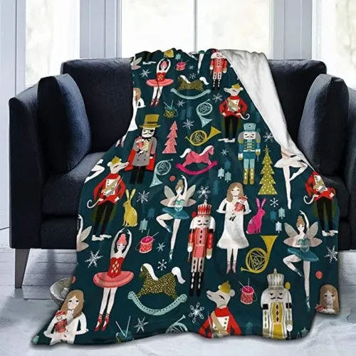 Nutcracker Christmas Tree Star Throw Blanket – Ultra Soft Velvet, Lightweight and Durable Bed Quilt, Stylish Home Decor