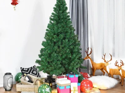 2.1m/1.8m/1.5m (7ft/6ft/5ft) Christmas Tree – 800 Tips, Folding Metal Stand, Fast Assembly, Flame Retardant PVC, Green Artificial Fir