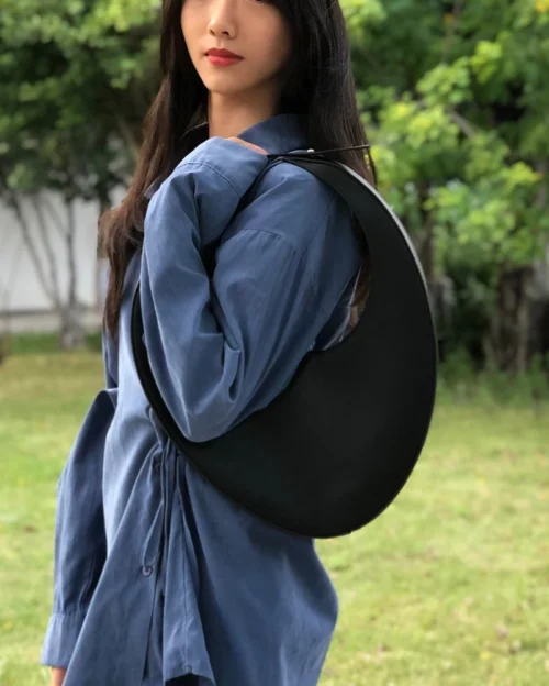 Luxury Designer Women's Handbag | Vintage Half Moon Shoulder Bag